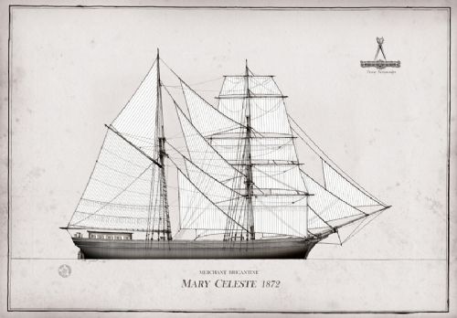 1872 Mary Celeste pen ink study